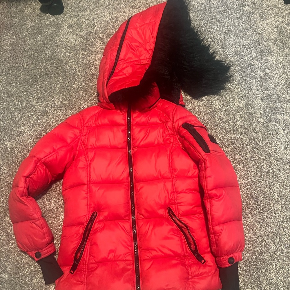 Diesel Girls Coat Sz 7/8 faux fur lined Like New